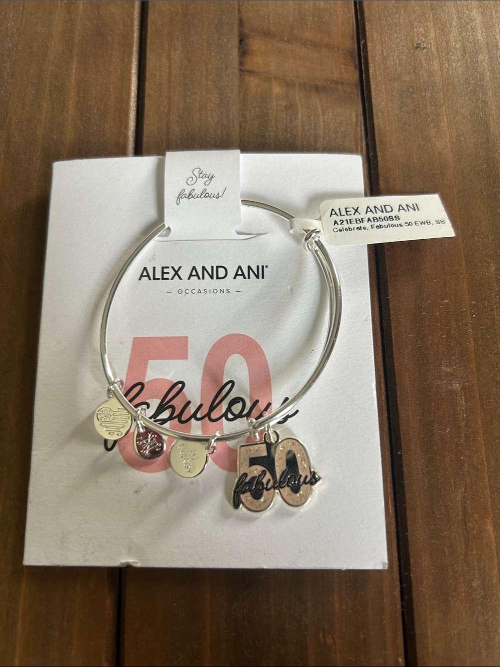 Alex and Ani Silver '50 Fabulous' Charm Bangle